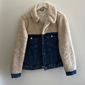 TOPSHOP faux shearling/denim Jacket